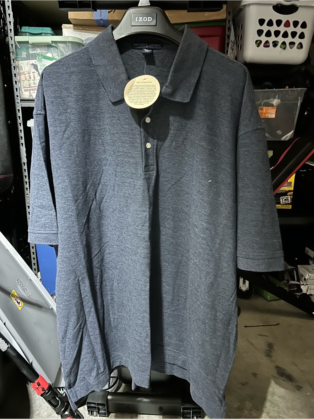 NWT Devon & Jones Men’s 3XL Gray Recycled Polyester Performance Polo
